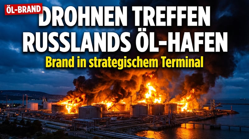 Ukrainische Drohnen treffen strategischen Ölhafen Noworossijsk – Brand im Ölterminal Schechsaris