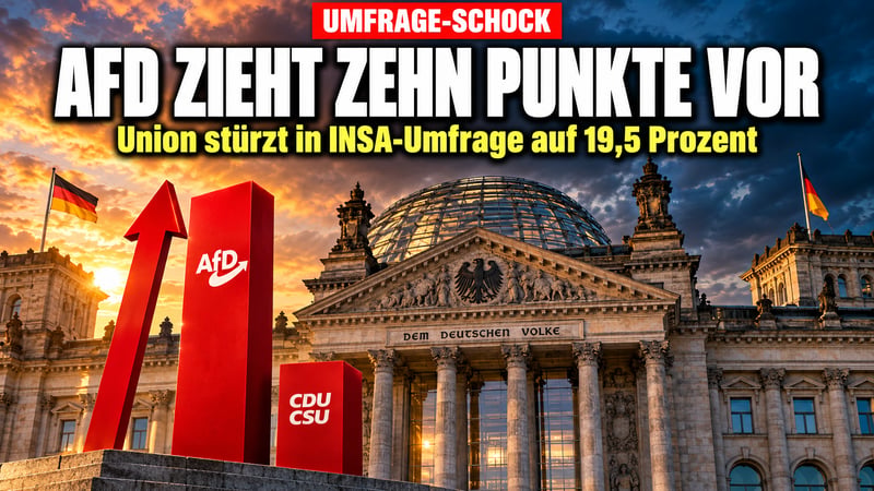 Umfrage-Schock fĂŒr Merz: AfD zieht zehn Punkte vor die Union