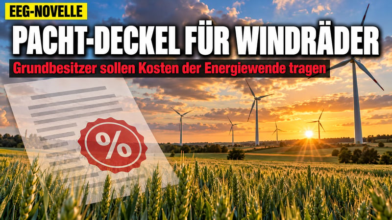 Windkraft-Pachtdeckel: Jetzt sollen die Grundbesitzer zahlen!