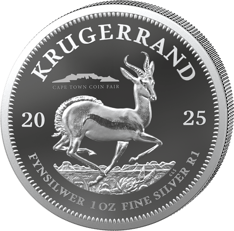 Privy Mark mit dem Tafelberg über CAPE TOWN COIN FAIR auf einer Silberunze