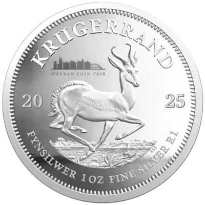 Privy Mark mit Stadtbild über DURBAN COIN FAIR auf einer Silberunze