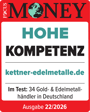 FOCUS-MONEY-Siegel „Hohe Kompetenz“ 2026 - kettner-edelmetalle.de