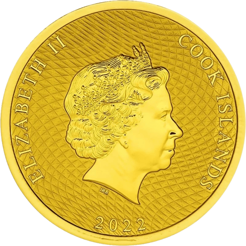 Cook Islands 2022, Gold, Porträtseite mit COOK ISLANDS