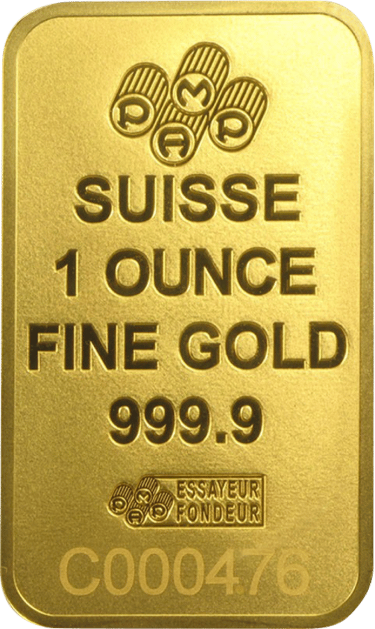 Goldbarren 1 Unze · Seite mit Gewicht und Feinheit