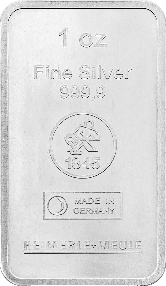 Minted silver bar by Heimerle + Meule, 1 oz