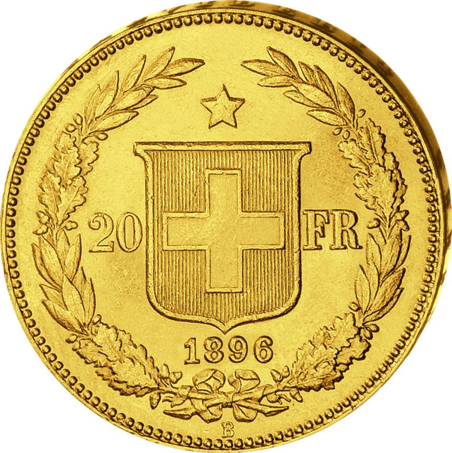 Zehn historische Helvetia zu 20 Franken · Wertseite