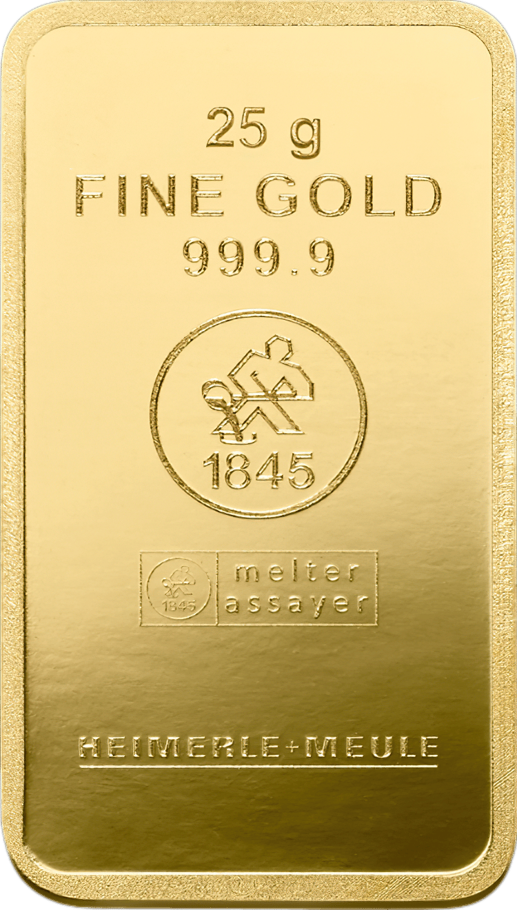 Geprägter Goldbarren von Heimerle + Meule, 25 g