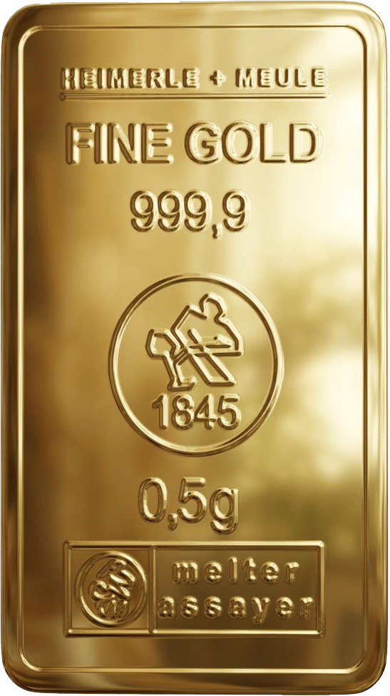 Geprägter Goldbarren von Heimerle + Meule, 0,5 g