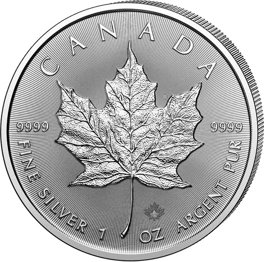 1 ounce of silver · Maple leaf side