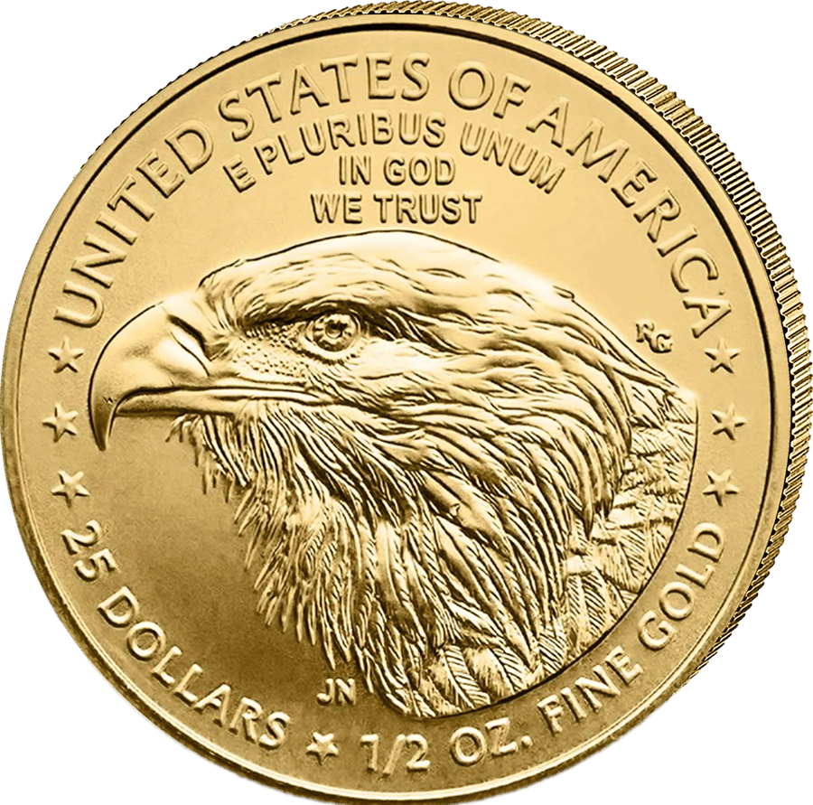 1/2 ounce of gold · Eagle side