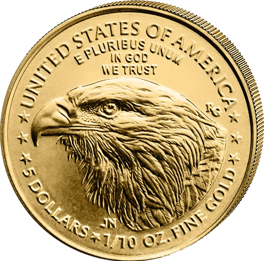 1/10 ounce of gold · Eagle side