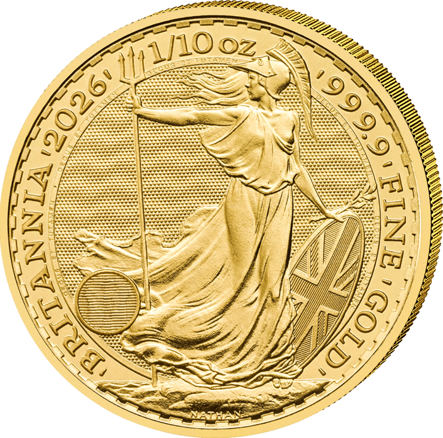 1/10 ounce of gold · Britannia side