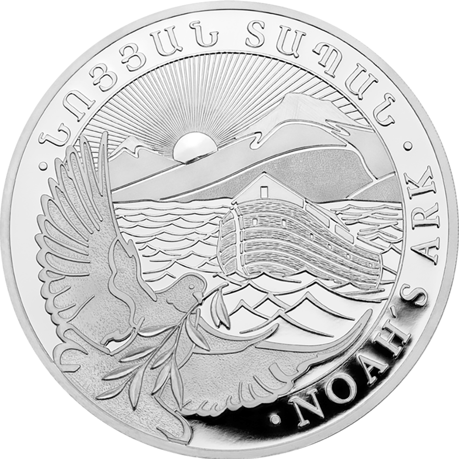 5 kg Silber · Bildseite mit Arche, Taube und Ararat