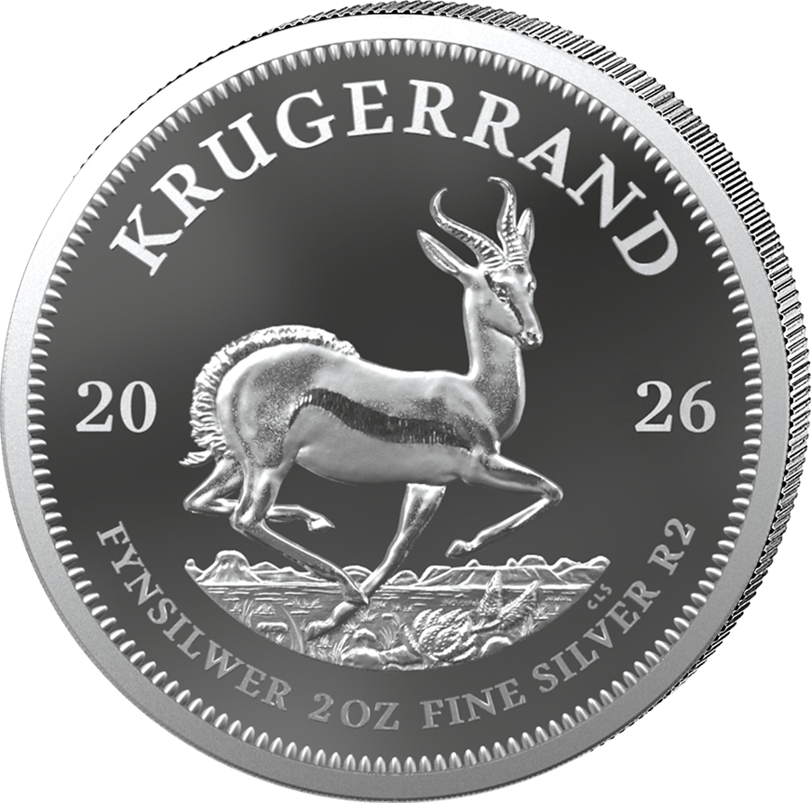 2 Unzen Silber, Polierte Platte · Springbockseite