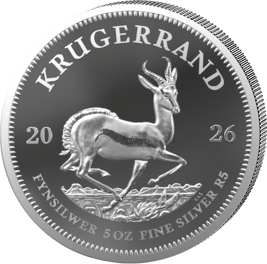 5 Unzen Silber, Polierte Platte · Springbockseite