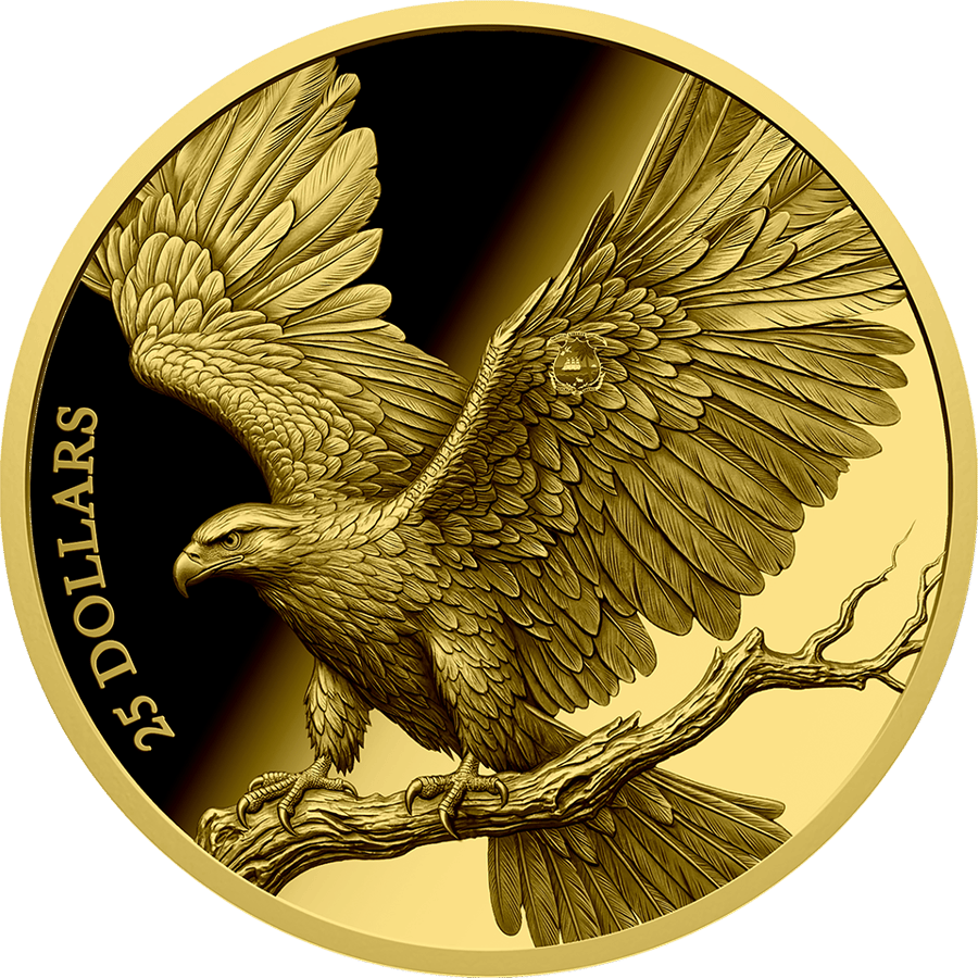 1/200 ounce gold Golden Eagle 2026 · Value side with the golden eagle in flight