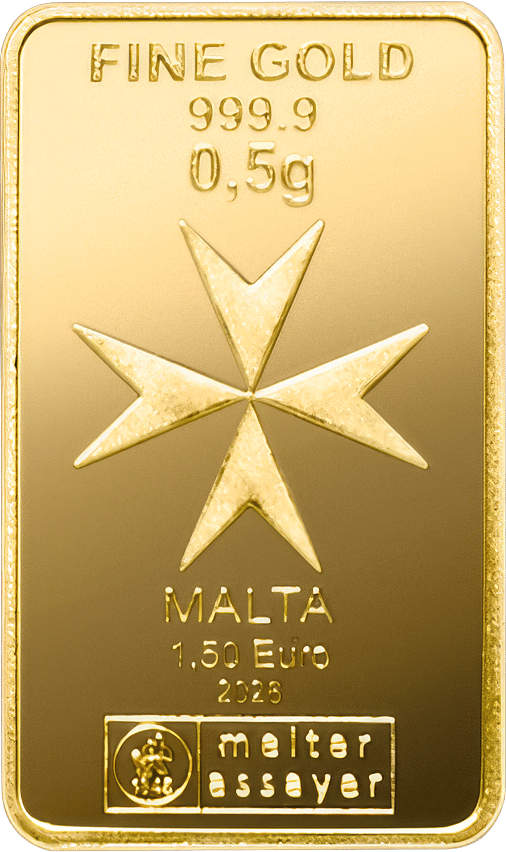 MALTA CoinBar with the Maltese cross, face value 1.50 euros and year 2026