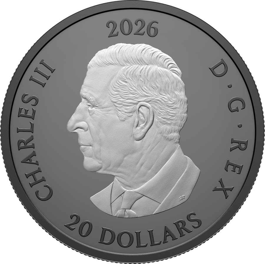 1 Unze Silber 2026, Seite mit dem Bildnis: König Charles III. im Profil nach links, Umschrift CHARLES III D·G·REX, oben die Jahreszahl 2026, unten der Nennwert
