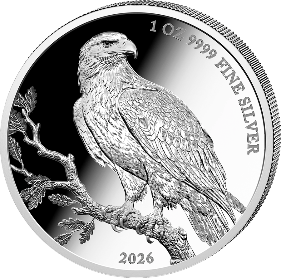 1 ounce silver Golden Eagle 2026 · Design side with the golden eagle