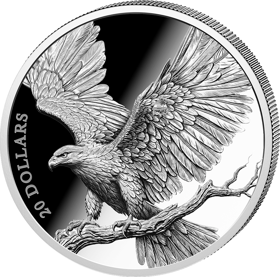 1 ounce silver Golden Eagle 2026 · Value side with the golden eagle in flight