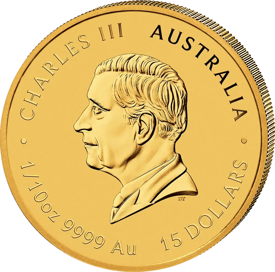 1/10 ounce gold Goat 2027 · Portrait side
