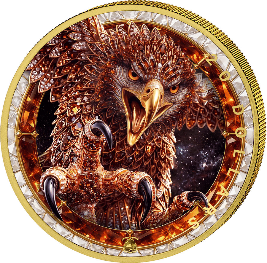 1 ounce silver Crystal Golden Eagle 2026 · Back with the eagle and the coat of arms