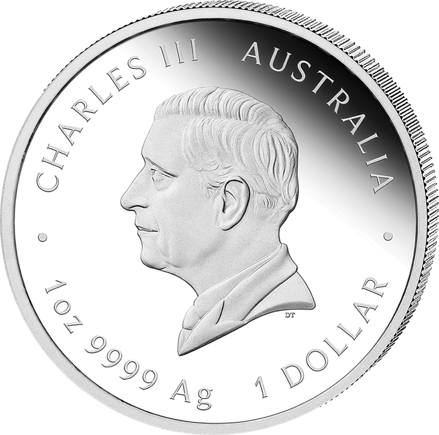1 ounce silver Goat 2027 coloured · Portrait side