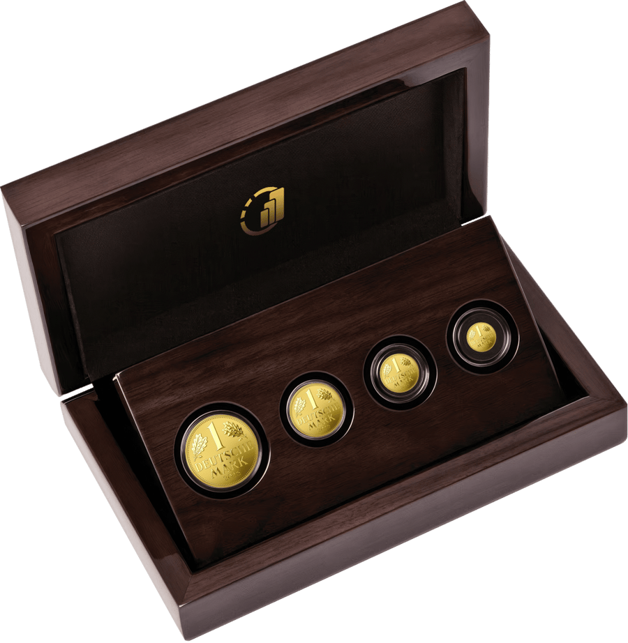 Set mit vier Goldmünzen · im Etui