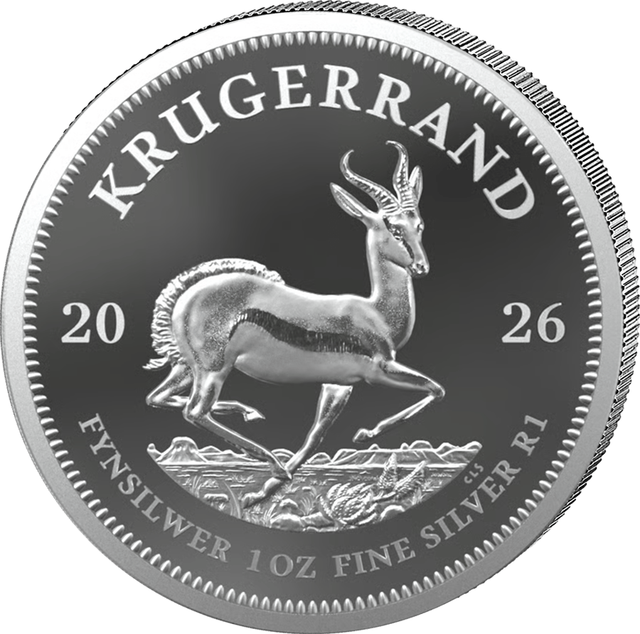 Silber-Krügerrand 2026 in Polierter Platte, Seite mit dem Springbock