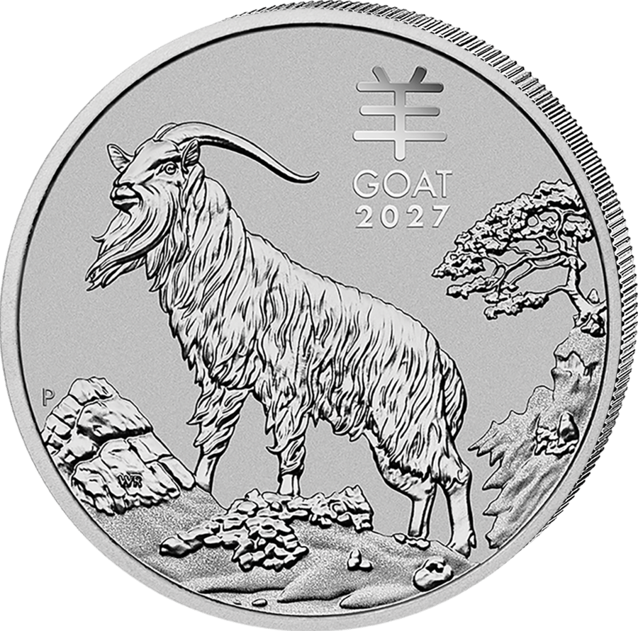 Animal side of the 2027 Lunar III coin in Platinum: Goat