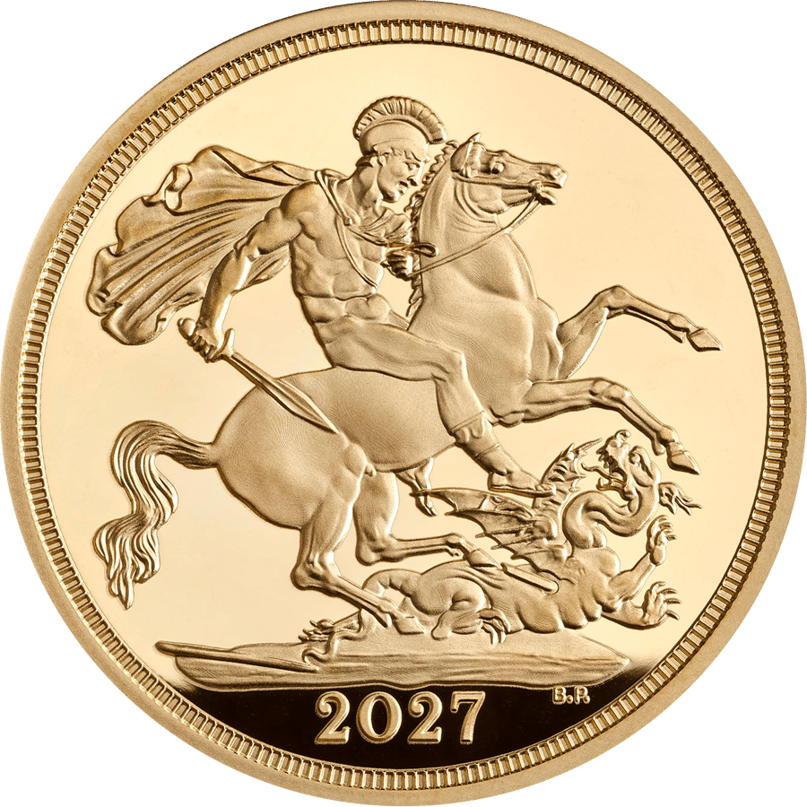 Gold Sovereign 2027 Proof · Side with St George and the dragon