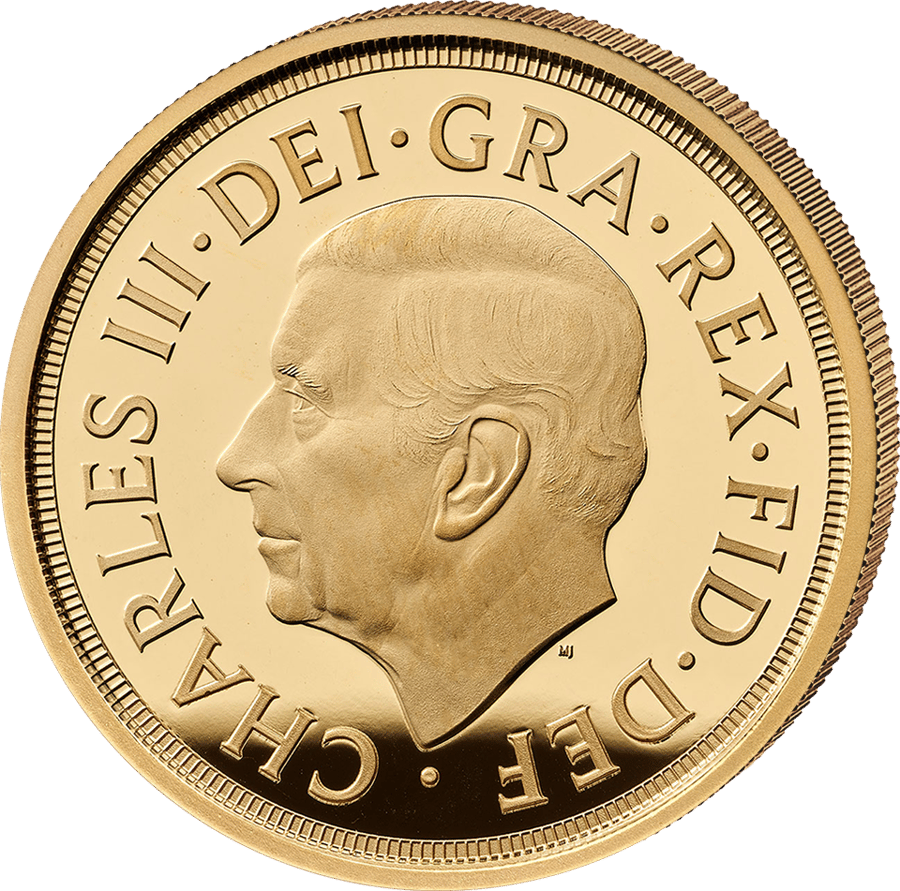 Gold Sovereign Five-Coin Proof Set 2027 · Side with the portrait of King Charles III