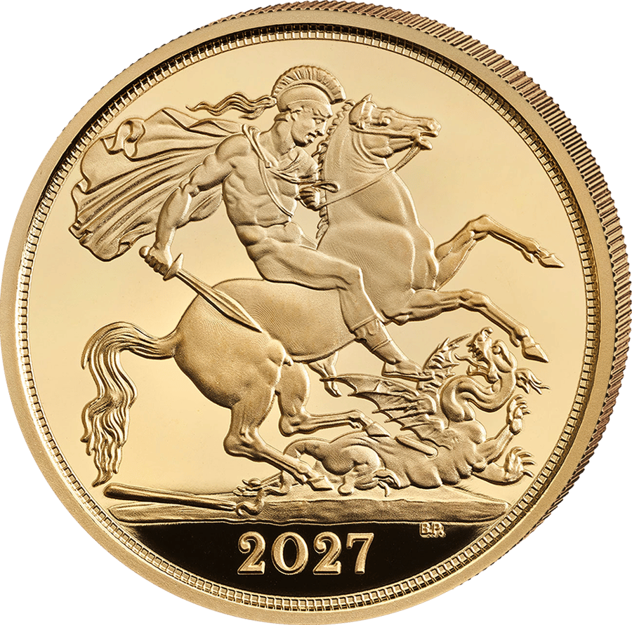 Gold Sovereign Five-Coin Proof Set 2027 · Side with St George and the dragon