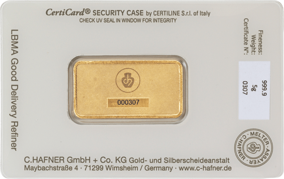 Back of the CertiCard with the certificate, photo