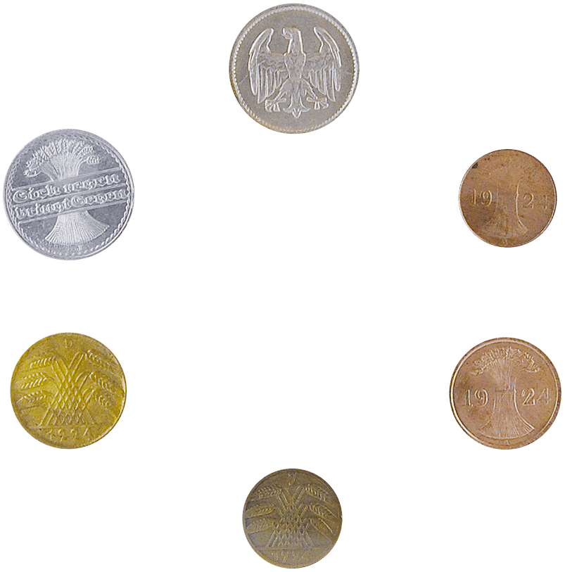 Serie de monedas de la República de Weimar: las seis monedas de la serie