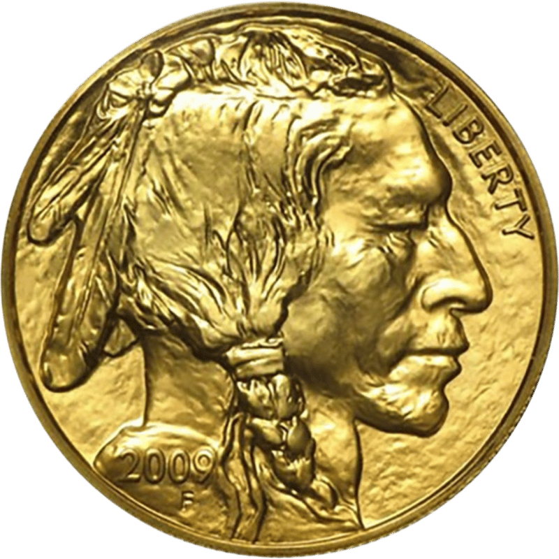 American Buffalo 2009, Porträtseite mit dem Porträt eines Native American und „LIBERTY“