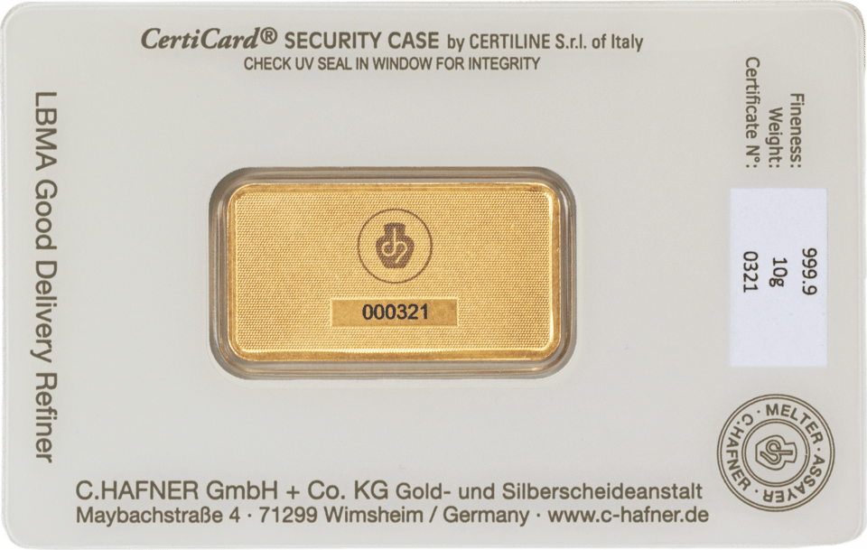Back of the CertiCard with the certificate and the number of the bar, photo