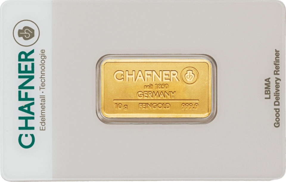 10 g of fine gold from C.Hafner in the CertiCard, front, photo