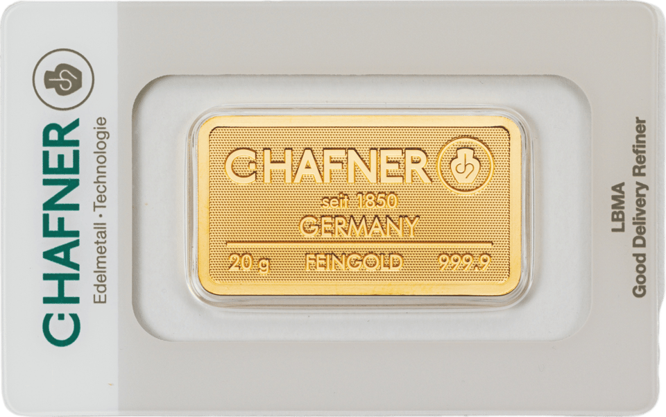 20 g of fine gold from C.Hafner in the CertiCard, front, photo