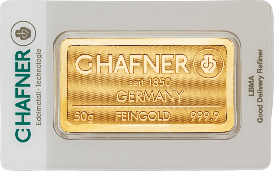50 g de oro fino de C.Hafner en la CertiCard, anverso, foto