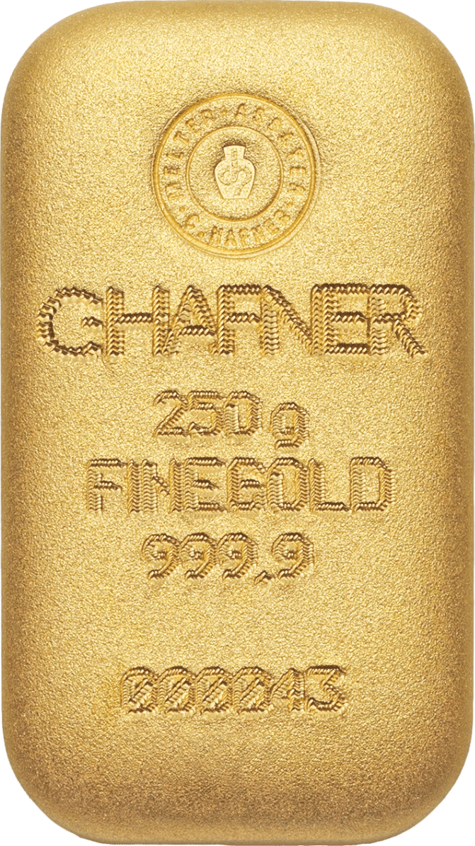 250 g de oro fino de C.Hafner, fundido, anverso, foto
