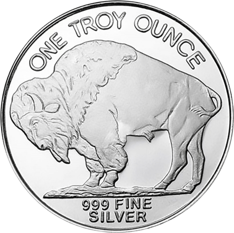 American Buffalo in Silber, Bisonseite mit dem amerikanischen Bison
