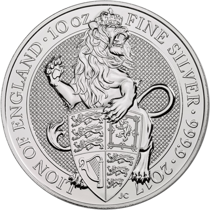 Queen’s Beasts 2017, 10 Unzen Silber, Bildseite