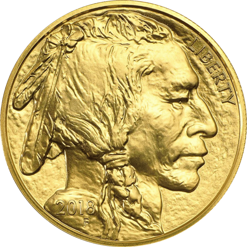 American Buffalo 2018, Porträtseite mit dem Porträt eines Native American und „LIBERTY“