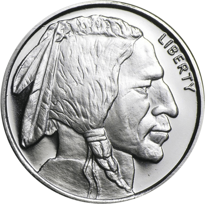 American Buffalo in Silber, Porträtseite mit dem Porträt eines Native American und „LIBERTY“