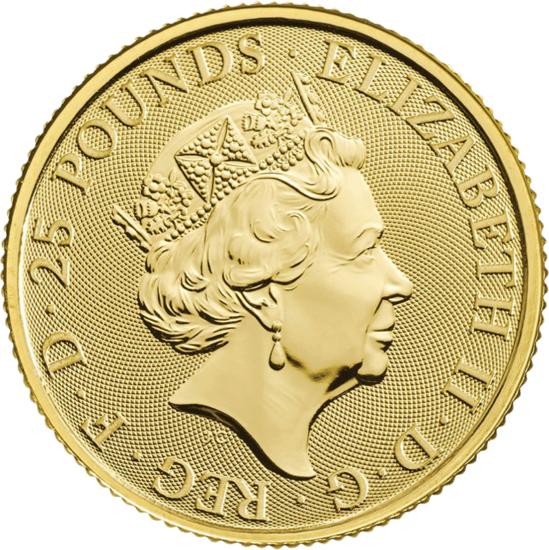 Queen’s Beasts 2019, 1/4 ounce gold, value side