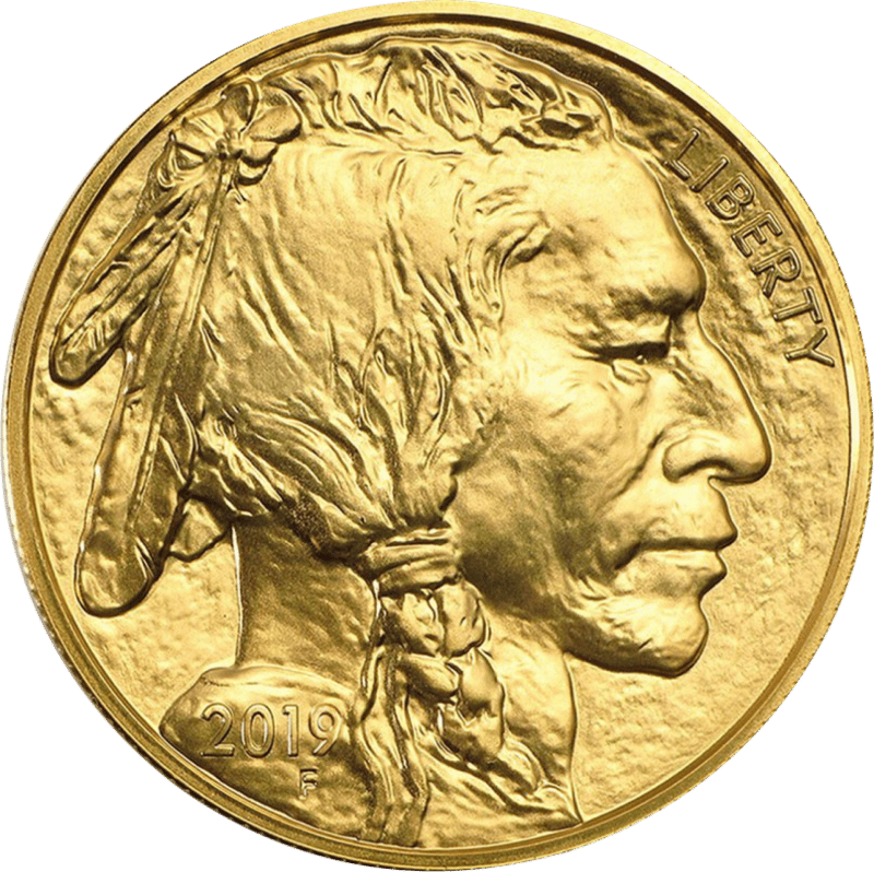 American Buffalo 2019, portrait side with the portrait of a Native American and “LIBERTY”