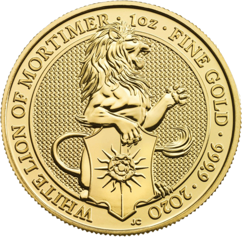 Queen’s Beasts 2020, 1 Unze Gold, Bildseite