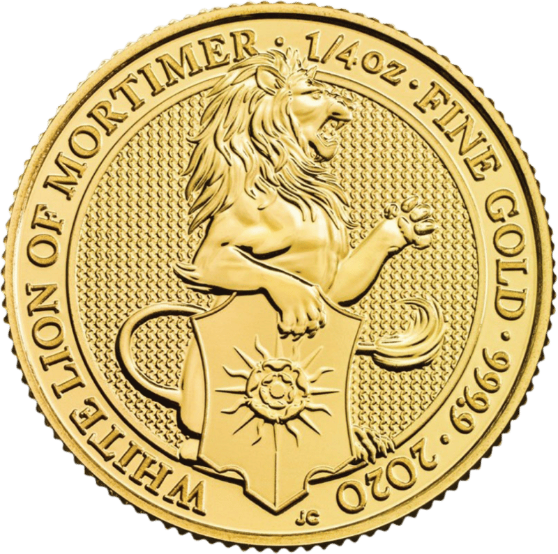 Queen’s Beasts 2020, 1/4 troy ounce goud, beeldzijde