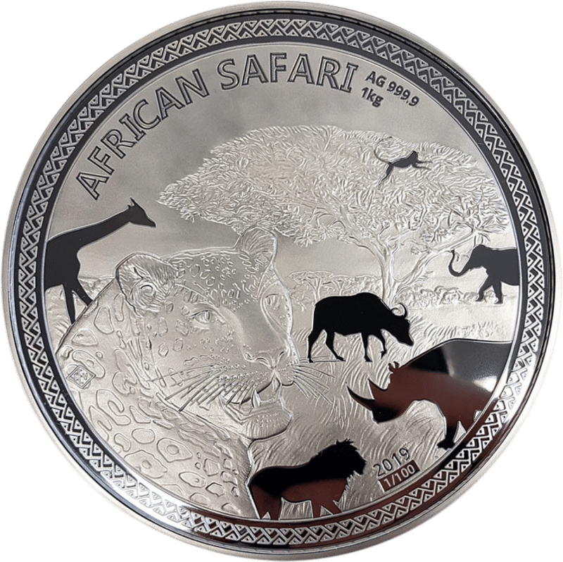 African Safari Leopard 2019, 1 kg Silber, Bildseite